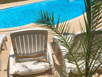The pool is surrounded by a solarium