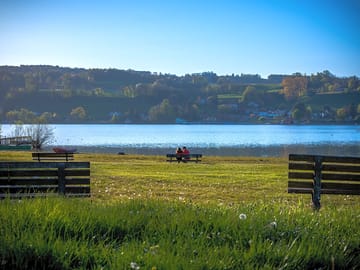 Beach at lac de paladru