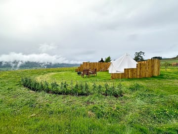 Bell tents with a private outdoor space