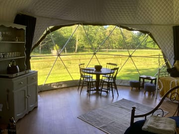 Looking out from the dome over the alpaca field