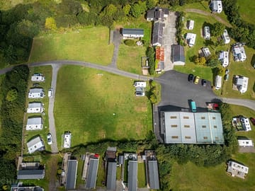 Aerial view of touring and camping field
