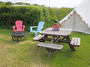 Picnic table and firepit