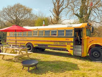 Texas American School Glamping Bus sleeps six