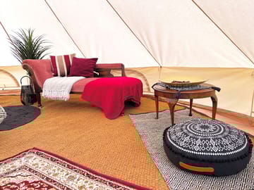Chaise longue in one of the tents