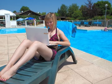 Surfing the internet from the pool