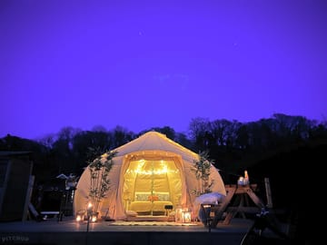 Bell tent at night