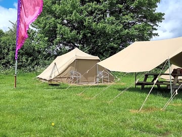 Awning outside a safari tent