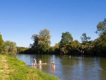 Make the most of the lake nearby and go swimming