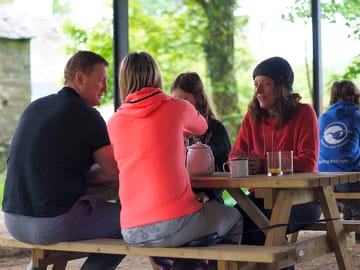 Breakfast with family and friends in the dutch barn