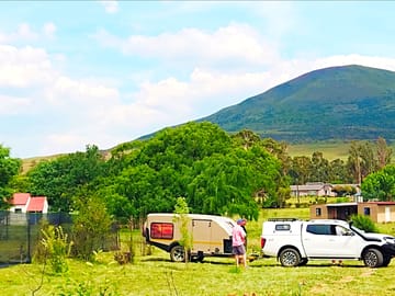 Mountain views across the camping site