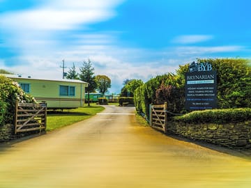 The entrance on a clear sunny day