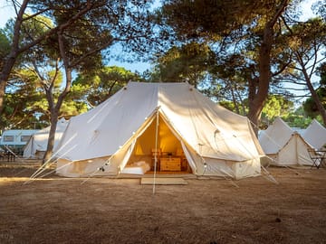 Emperador tents among the trees