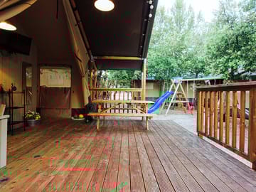 The wooden deck