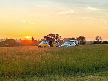 Sunset campers at the wild meadow
