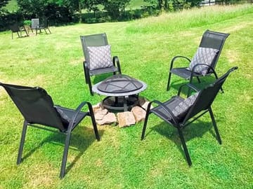 Each tent has its own firepit