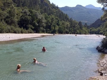 Guests swimming in the water