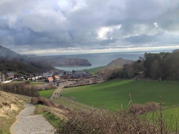 View from the hill at lulworth cove
