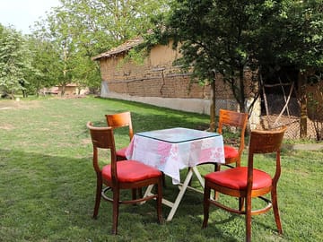 One of the outdoor tables