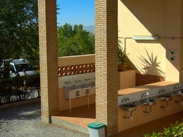 Washing-up area - hot water provided via solar energy
