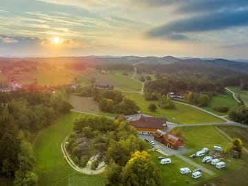 Aerial shot of the campsite