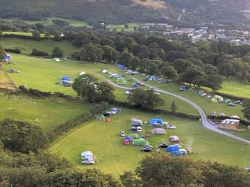 Looking down at the camping site