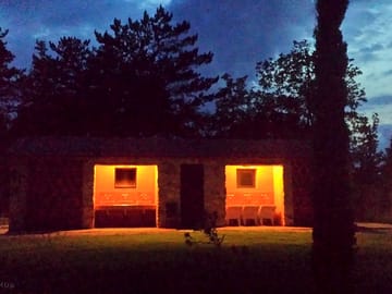 Toilet block at night