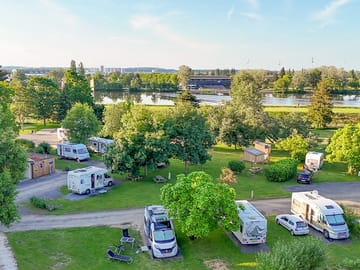 Aerial view of the site and pitches