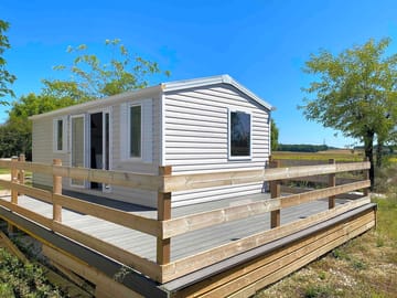 Two-bedroom static caravan with decking