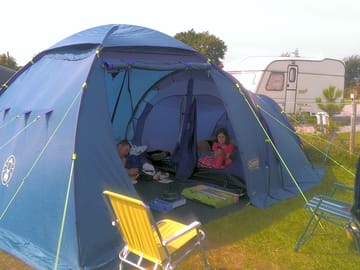 Non-electric grass tent pitch