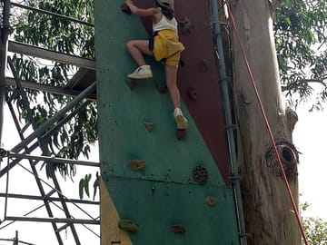 Climbing wall in the adventure park next door