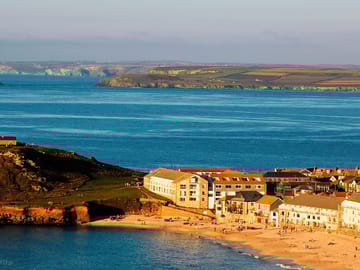 View of porthmeor beach and st ives bay