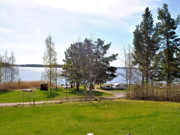 View from reception towards the pitches and the lake