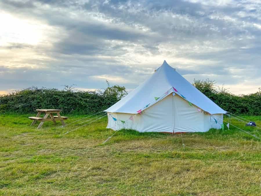 Bell tent at The Old Airfield Campsite